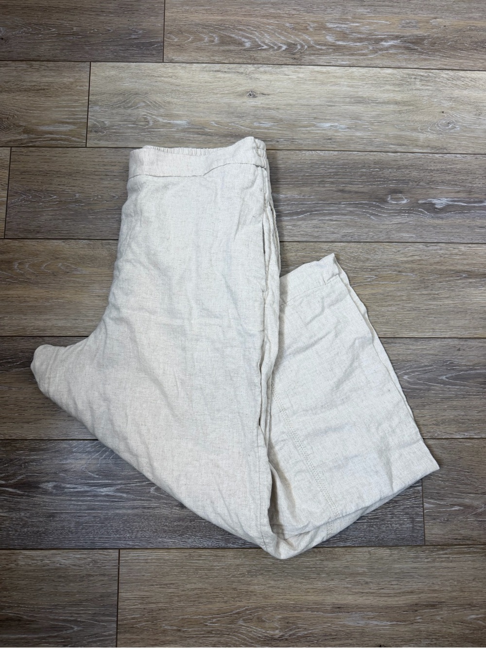 Banana Republic Wide Leg Cropped Pants Linen-Blend Pants